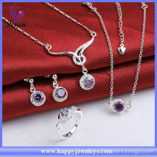 New products hot selling cheap price four pieces zircon silver jewelry set 925 (SPCS784-C)